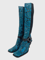 Dolce & Gabbana Python Harness Stiefel EU 39.5 Blau
