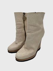 Patrizia Pepe Croc-Effect Wedge Ankle Boot EU 36.5 Beige
