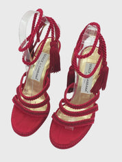 Dolce & Gabbana Passementerie Cord Sandale mit Absatz EU 36 Rot