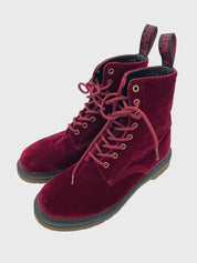 Dr. Martens 1460 Pascal Velvet i Combat Stiefel EU 41 Rot