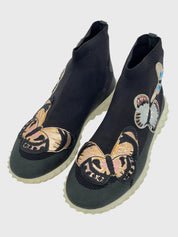Valentino Garavani Printed Embroidered Accent Sock High Top Sneaker EU 38 Schwarz