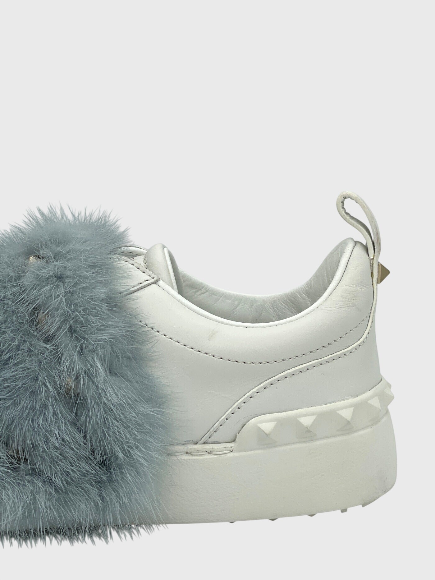 Valentino Garavani Rockstud Mink Fur Low Top Sneaker EU 36 Weiß - Image 5