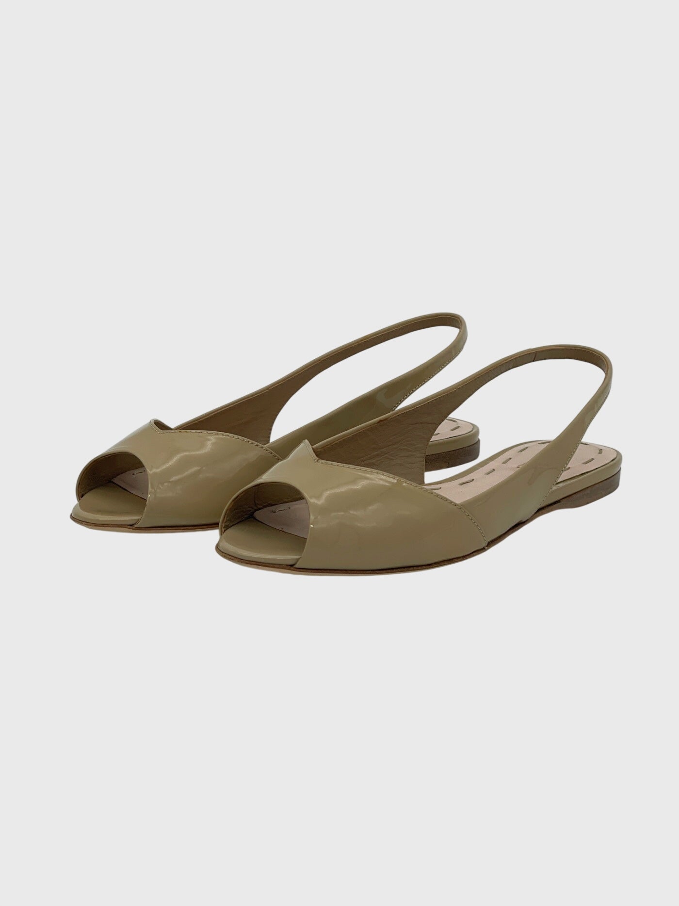 Miu Miu Patent Leather Ballerina EU 37 Beige - Image 3