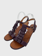 Chie Mihara Fringed T-Strap Sandale mit Absatz EU 41.5 Blau