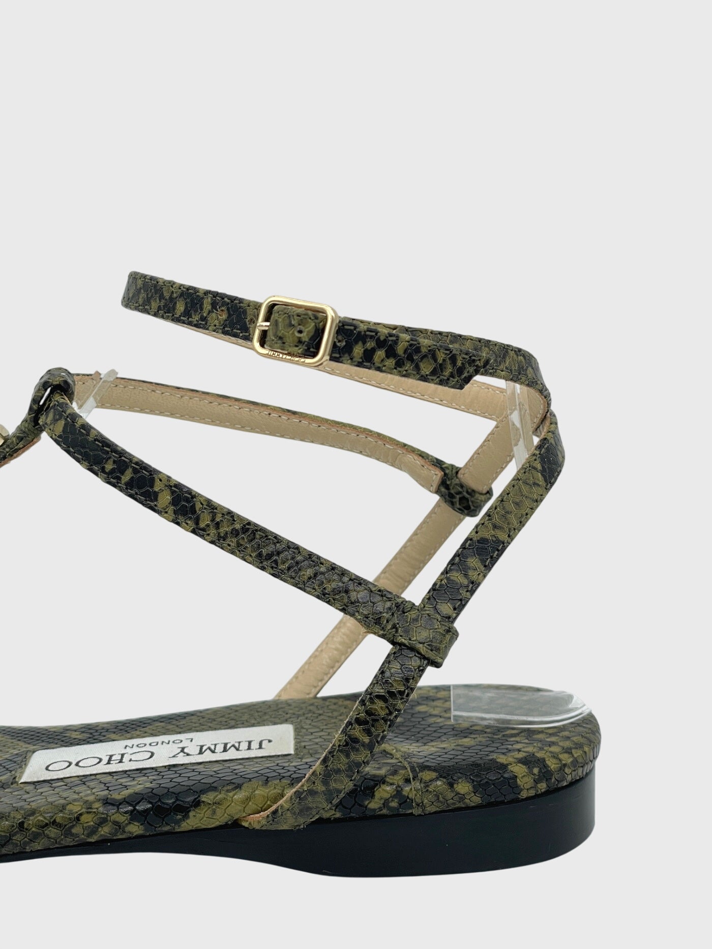 Jimmy Choo Snake Alodie Flache Sandale EU 39 Grün - Image 5