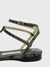 Jimmy Choo Snake Alodie Flache Sandale EU 39 Grün - Image 5