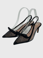 Valentino Garavani Red(V) Polka Dot Mesh Slingback EU 36 Schwarz