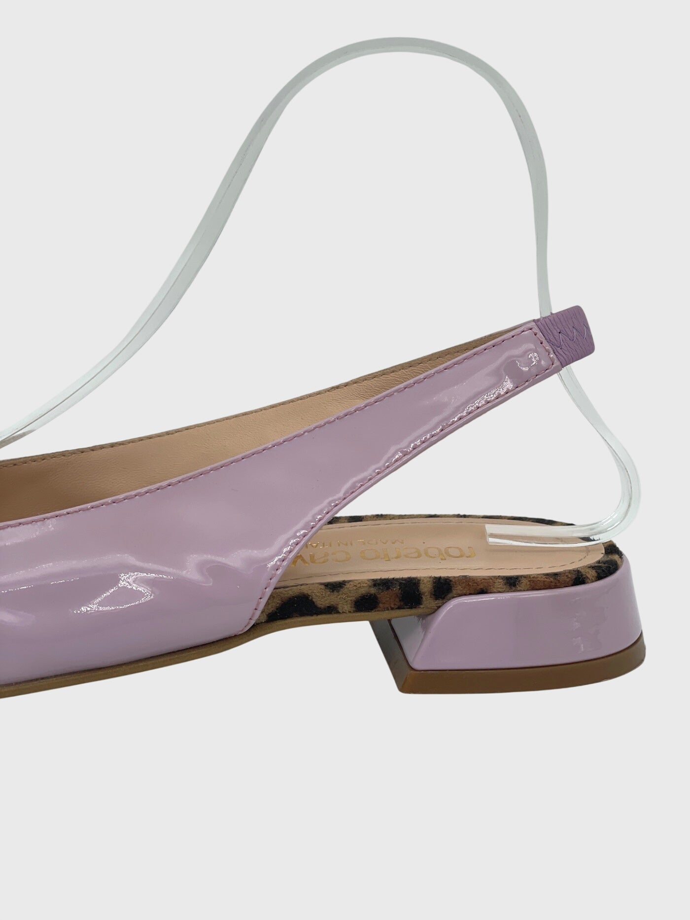 Roberto Cavalli Shoes Snake Logo Patent Slingback EU 38 Lila