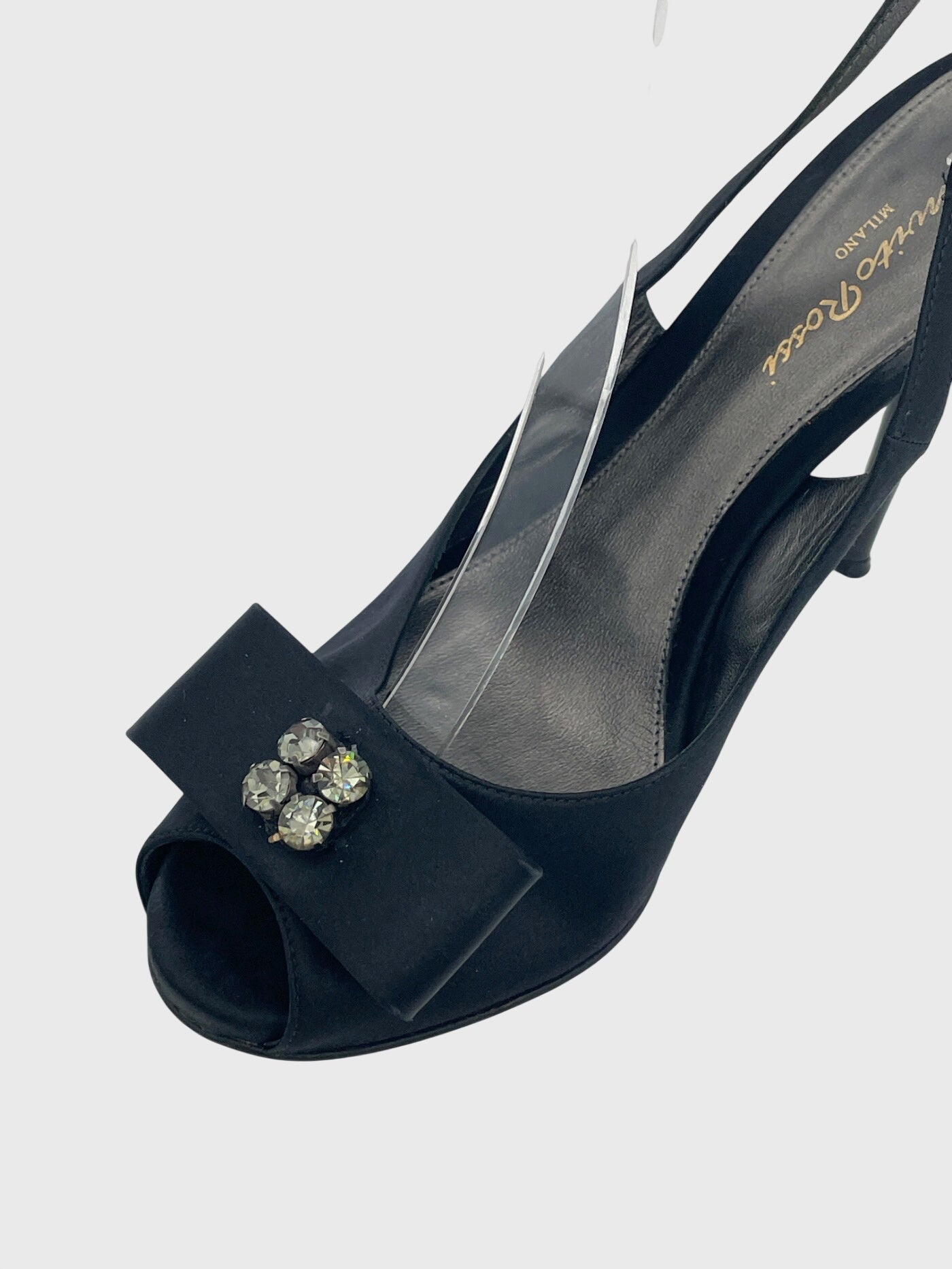 Gianvito Rossi Satin Bow Slingback EU 37.5 Schwarz - Image 6
