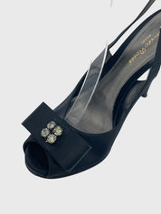 Gianvito Rossi Satin Bow Slingback EU 37.5 Schwarz - Image 6