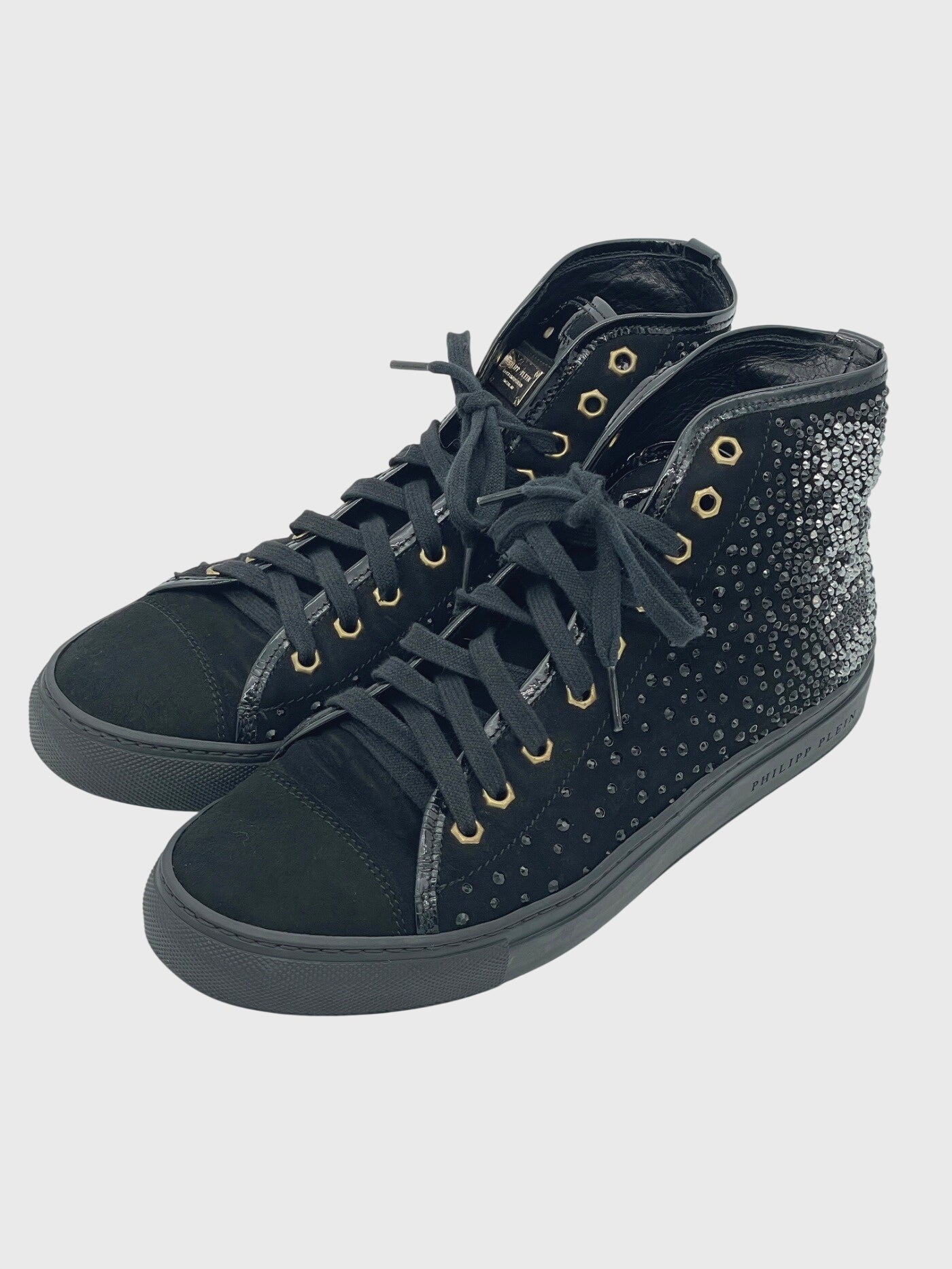 Philipp Plein Skull Crystal High Top Sneaker EU 39 Schwarz