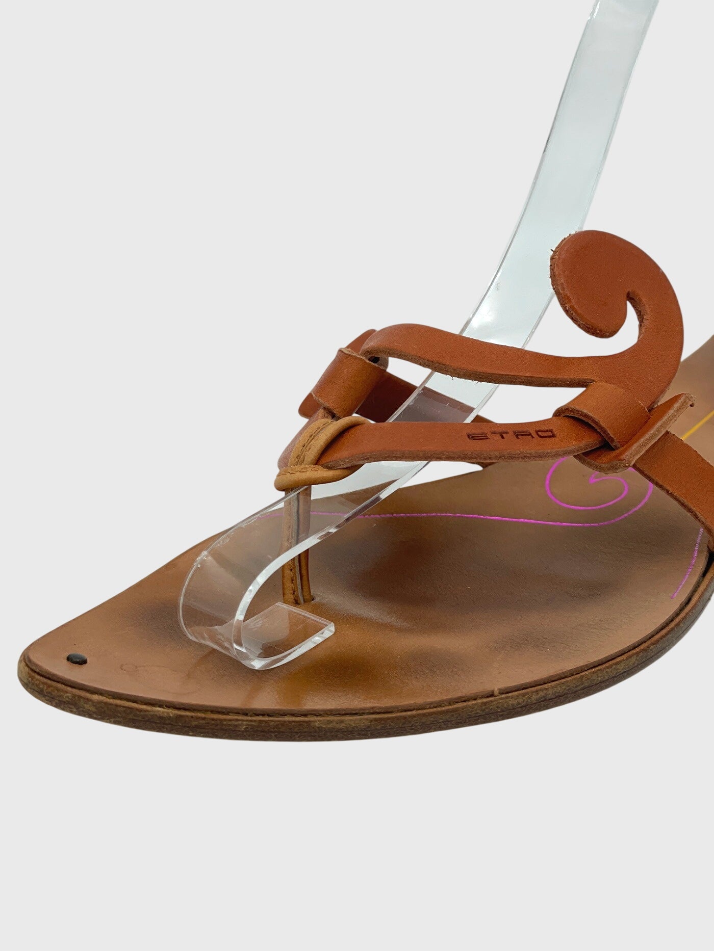 Etro Leather Zehensteg Sandale EU 38 Braun - Image 5