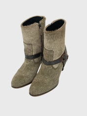 Floris van Bommel  Ponyhaar Ankle Boot EU 37 Beige