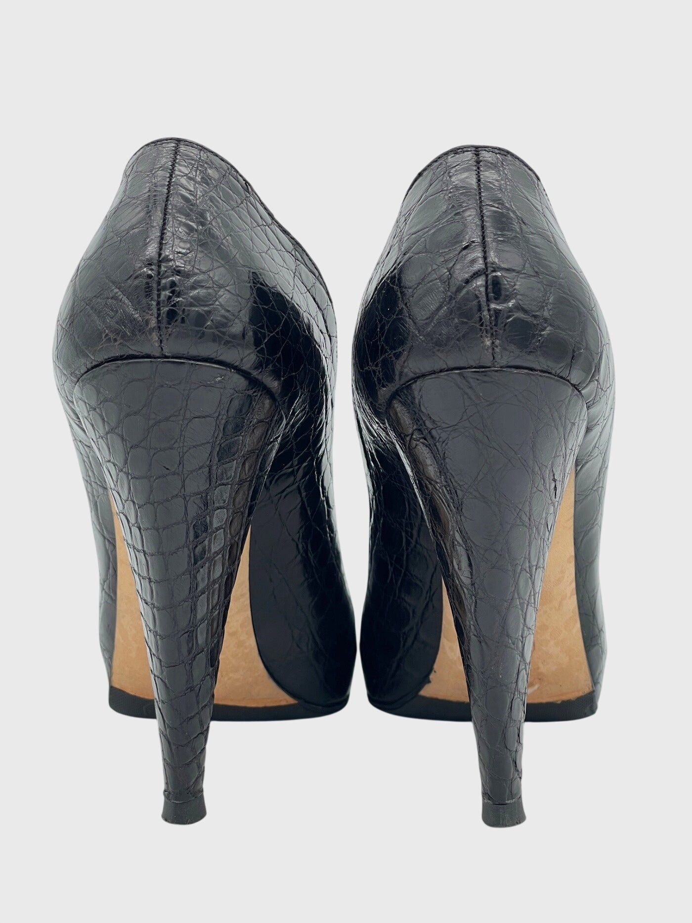 Bally Croc-Embossed Platform Plateau Pump EU 40 Schwarz - Image 5