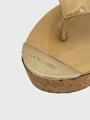 Jimmy Choo Pathos Patent Leather Sandale mit Absatz EU 35.5 Beige - Image 5