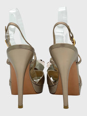 Stuart Weitzman Strappy Flower Sandale mit Absatz EU 39.5 Metallic - Image 5