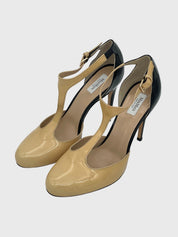 Max Mara T-Strap Patent Pump EU 39 Mehrfarbig