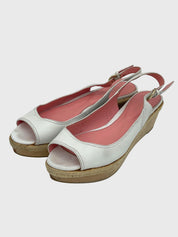 Sergio Rossi Leather Wedges Sandale mit Absatz EU 38.5 Weiß