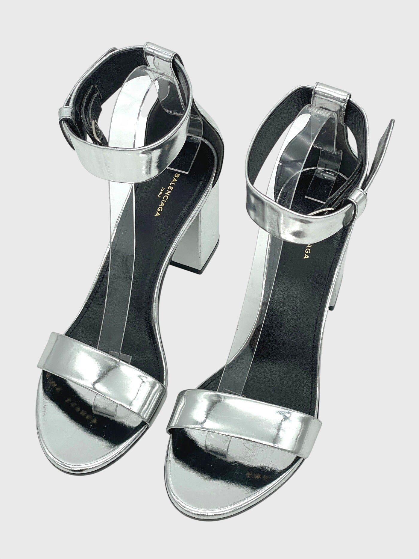 Balenciaga Ville Sandale mit Absatz EU 38.5 Metallic