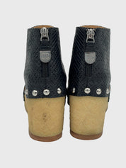 Chanel Woven Wedge Studded Sandale mit Absatz EU 39 Schwarz - Image 5
