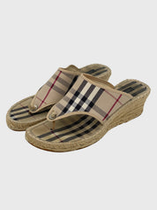 Burberry Vintage Check Espadrille Wedge Zehensteg Sandale EU 40 Beige - Image 3