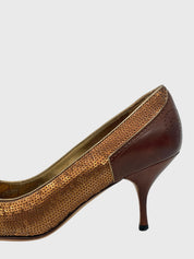 Prada Sequin Pointed Toe Pump EU 36.5 Braun - Image 5