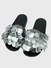 Paco Rabanne Sparkle Disc Sliders Mule EU 40 Metallic - Image 3