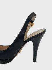 Prada Croc-Effect Platform Slingback EU 37.5 Schwarz - Image 5