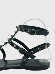 Valentino Garavani Rockstud Flache Sandale EU 39 Schwarz - Image 5