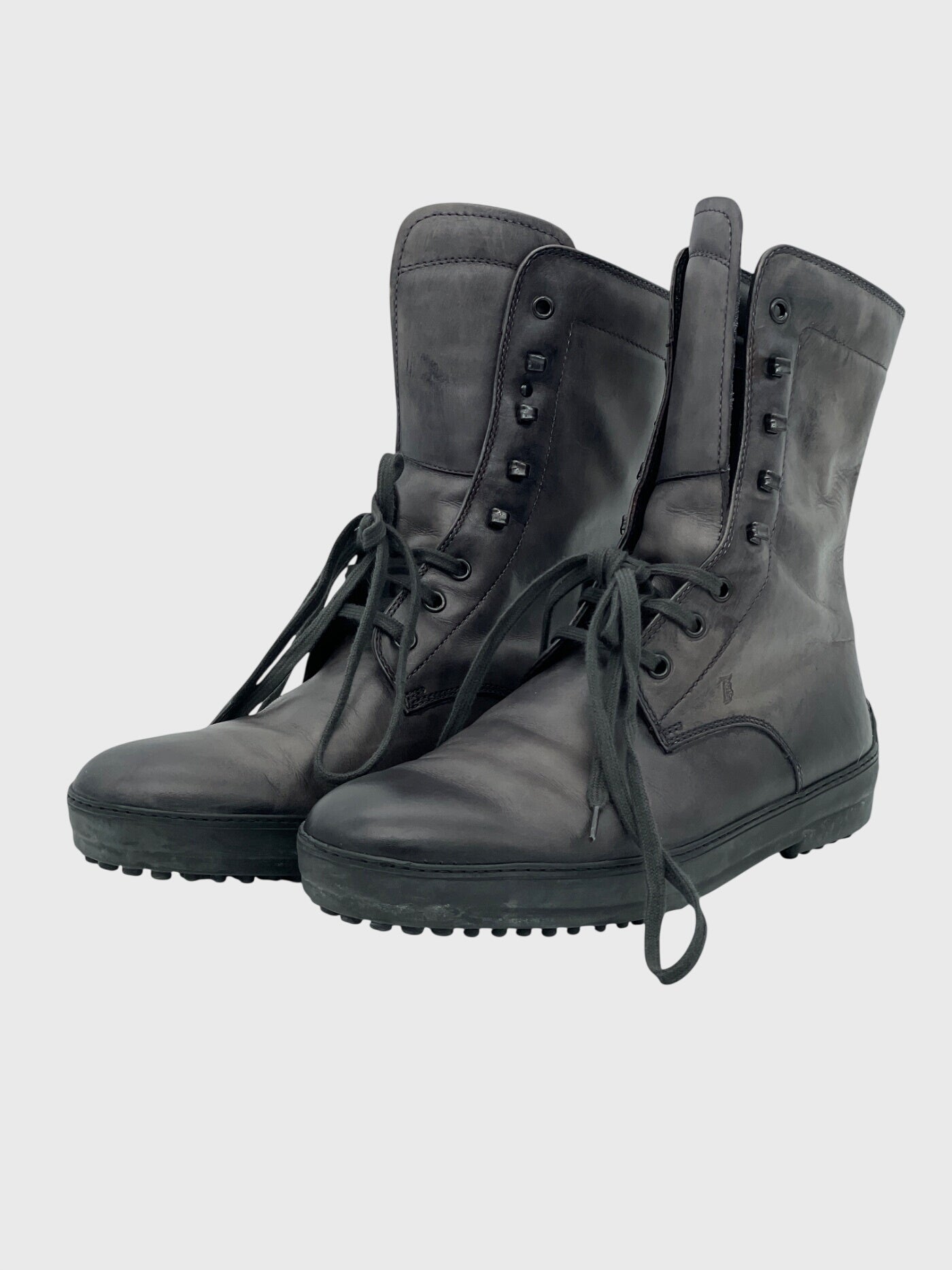 Tod's Gommino Combat Stiefel EU 41.5 Grau