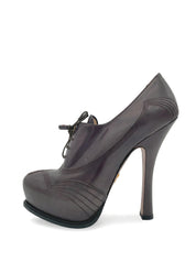 Prada Patent Leather Lace-Up Plateau Pump EU 40 Braun