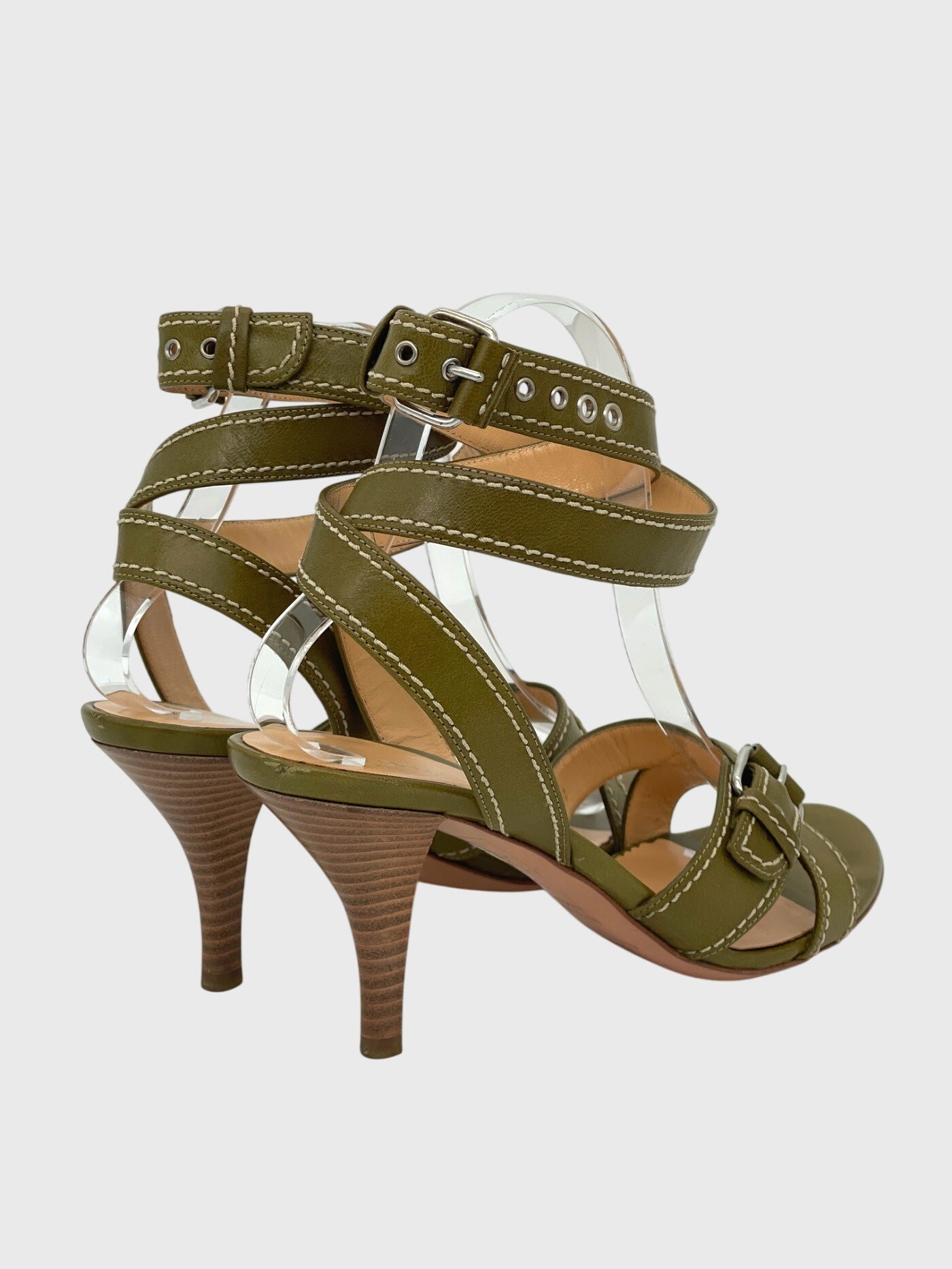 Sergio Rossi Buckle Strap Sandale mit Absatz EU 38.5 Grün