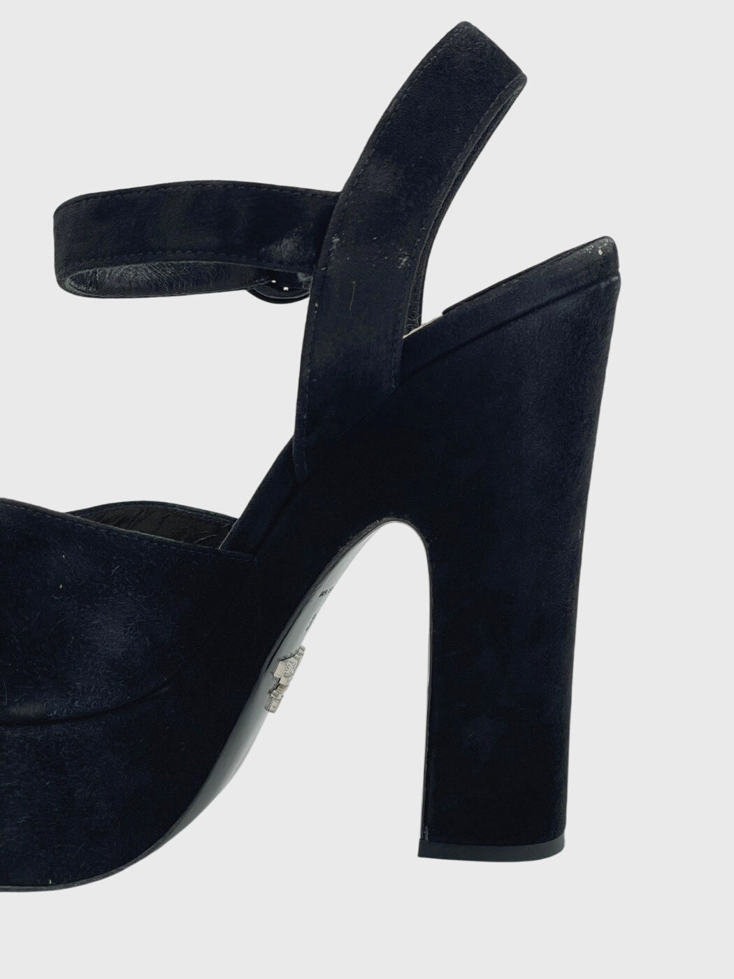 Prada Suede Platform Sandale mit Absatz EU 35 Schwarz - Image 6