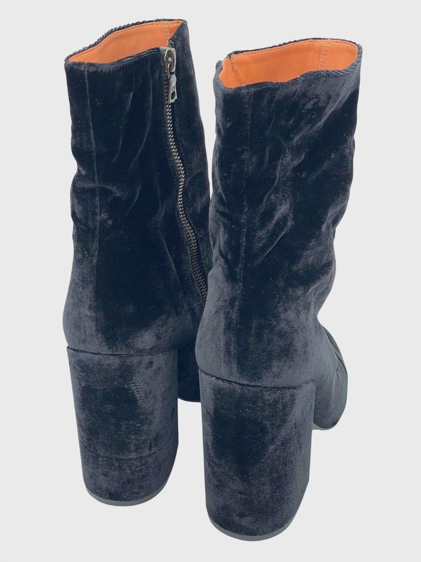Dries Van Noten Velvet Block Heel Ankle Boot EU 39.5 Schwarz