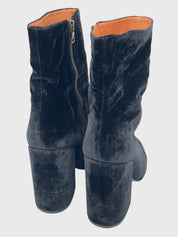 Dries Van Noten Velvet Block Heel Ankle Boot EU 39.5 Schwarz