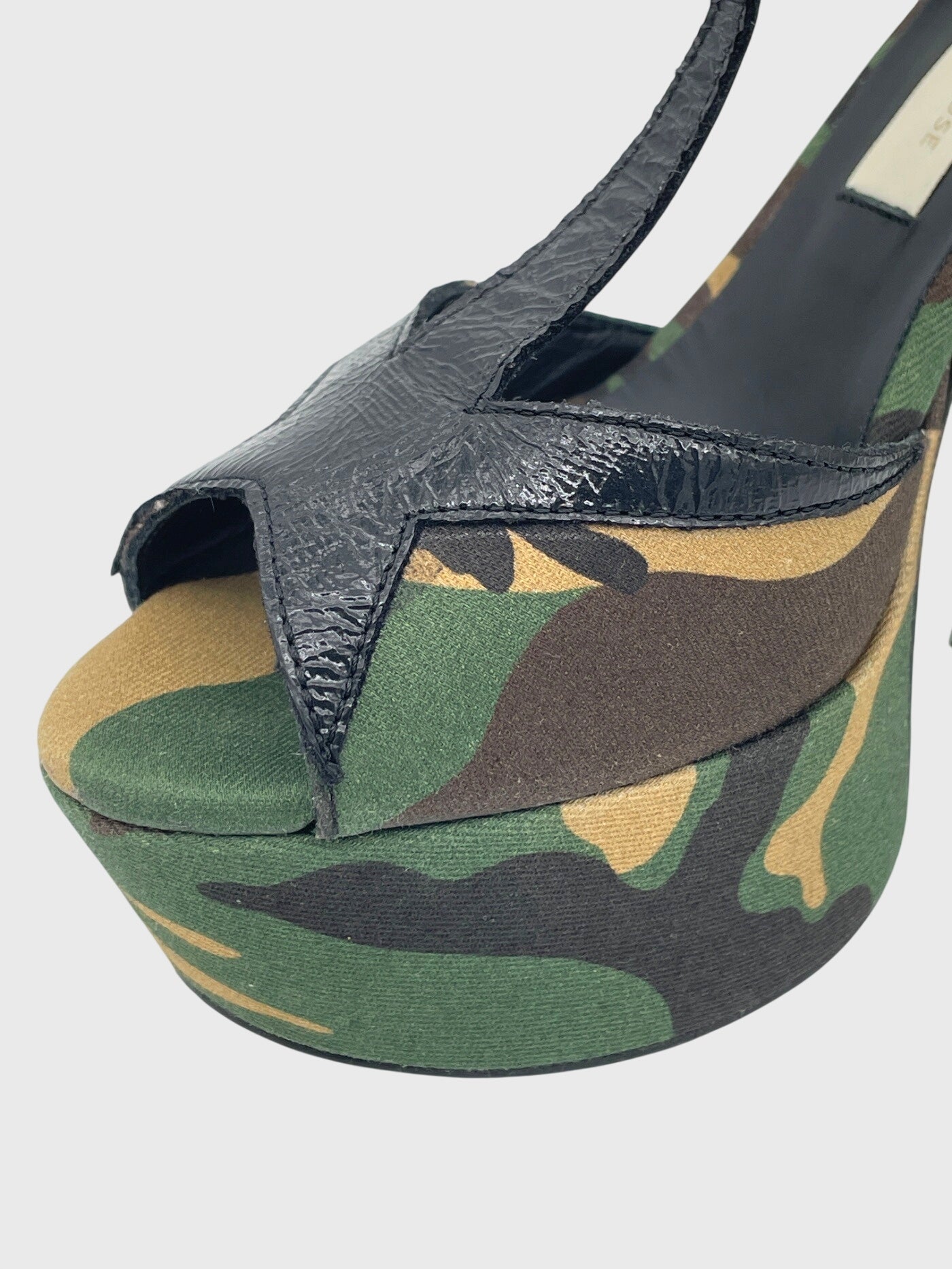 L'Autre Chose Camouflage T-Strap Platform Sandale mit Absatz EU 35 Mehrfarbig