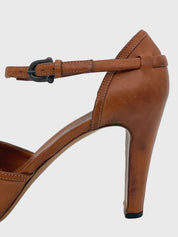 Roberto del Carlo Peep-Toe Platform Ankle Strap Plateau Pump EU 38.5 Braun