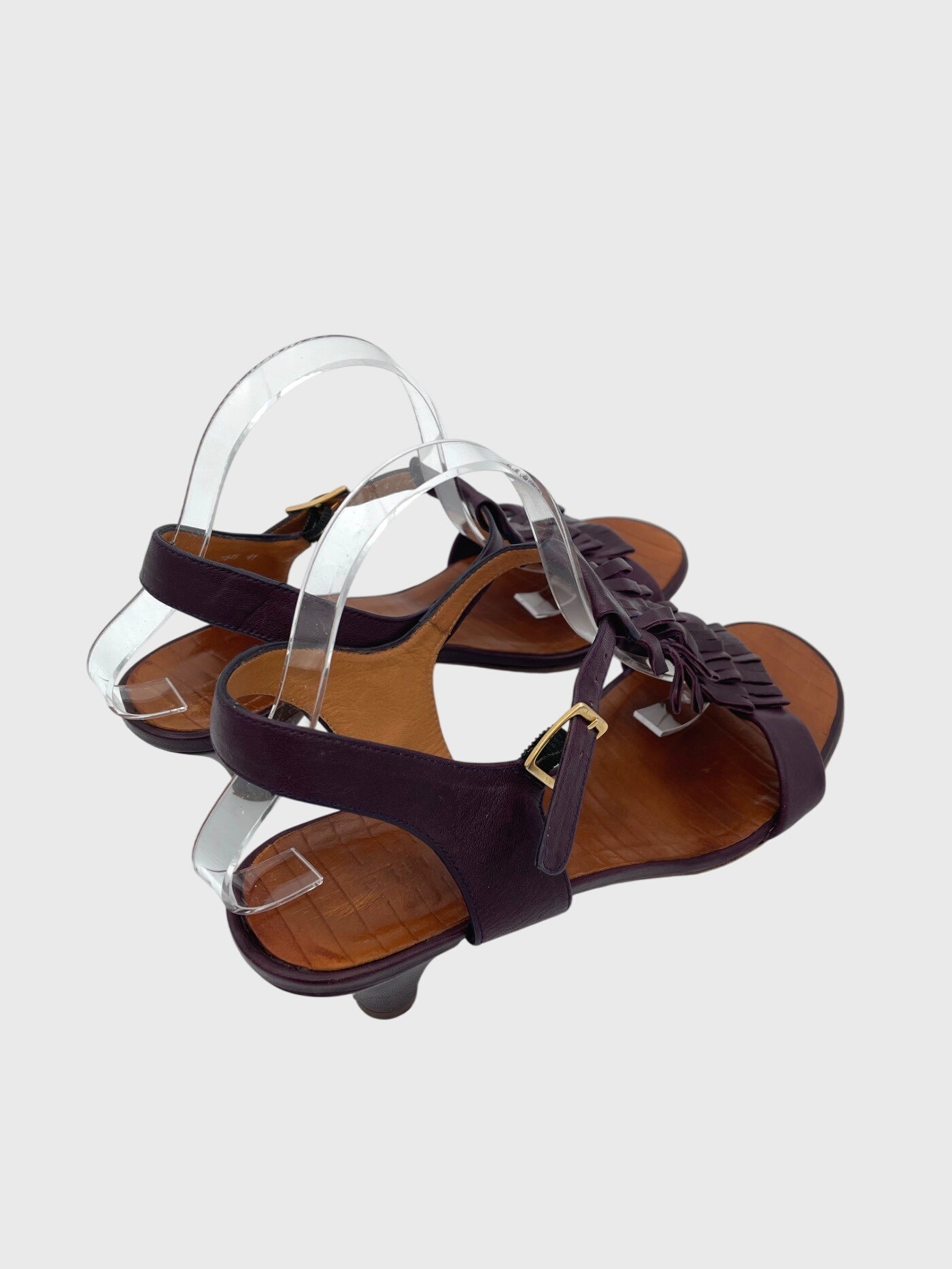 Chie Mihara Fringed T-Strap Sandale mit Absatz EU 41.5 Blau
