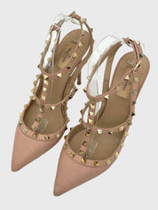 Valentino Garavani Rockstud Ankle Strap Pump EU 40 Beige
