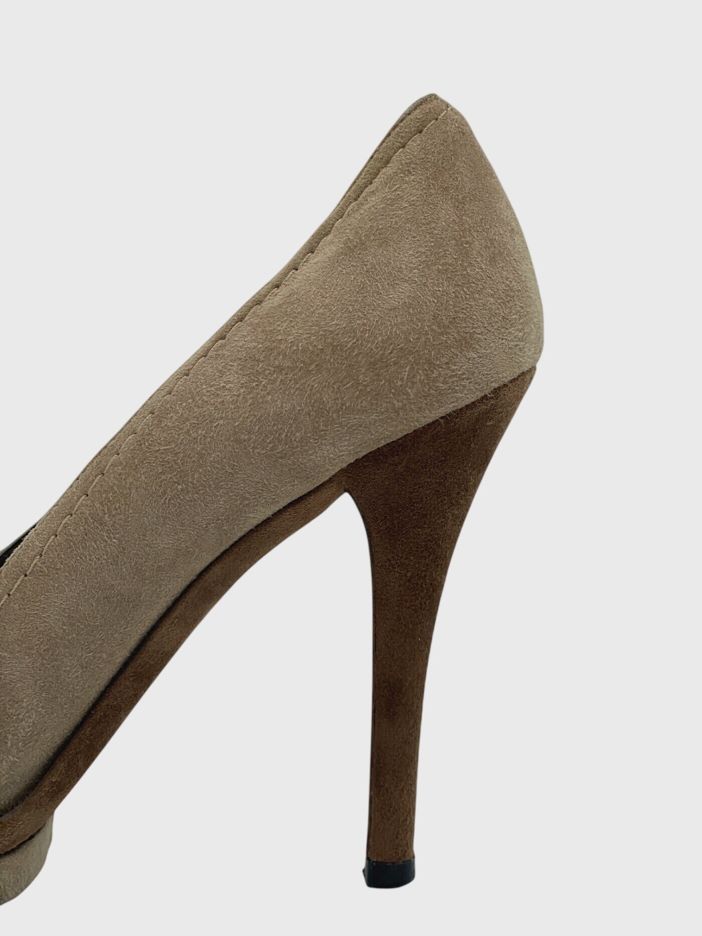Stuart Weitzman Suede Plateau Pump EU 38 Beige - Image 6