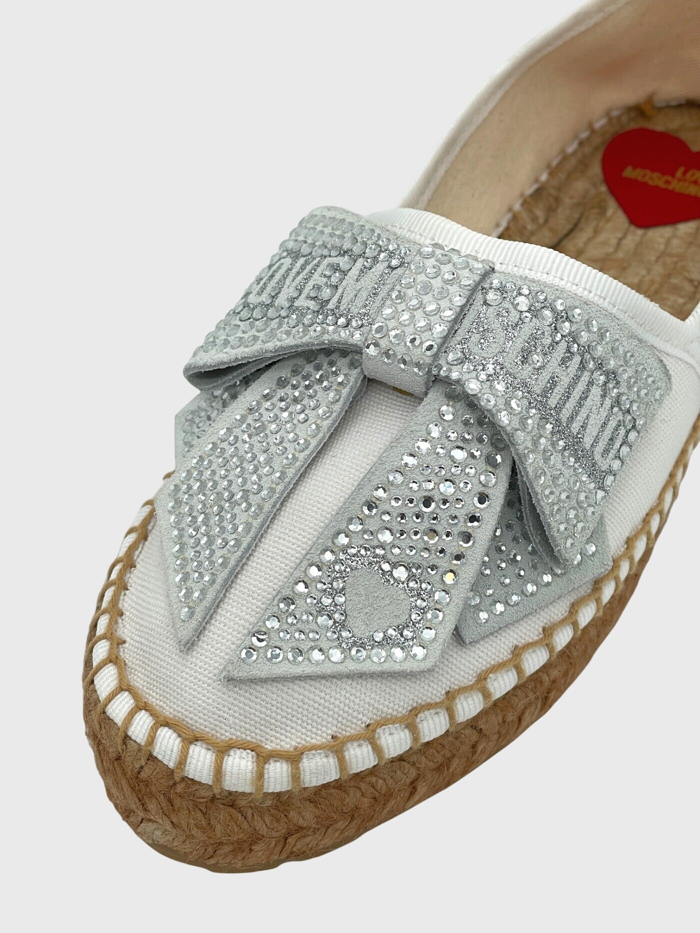 Moschino Shoes Espadrille Strass Bow Slipper EU 36 Weiß - Image 6