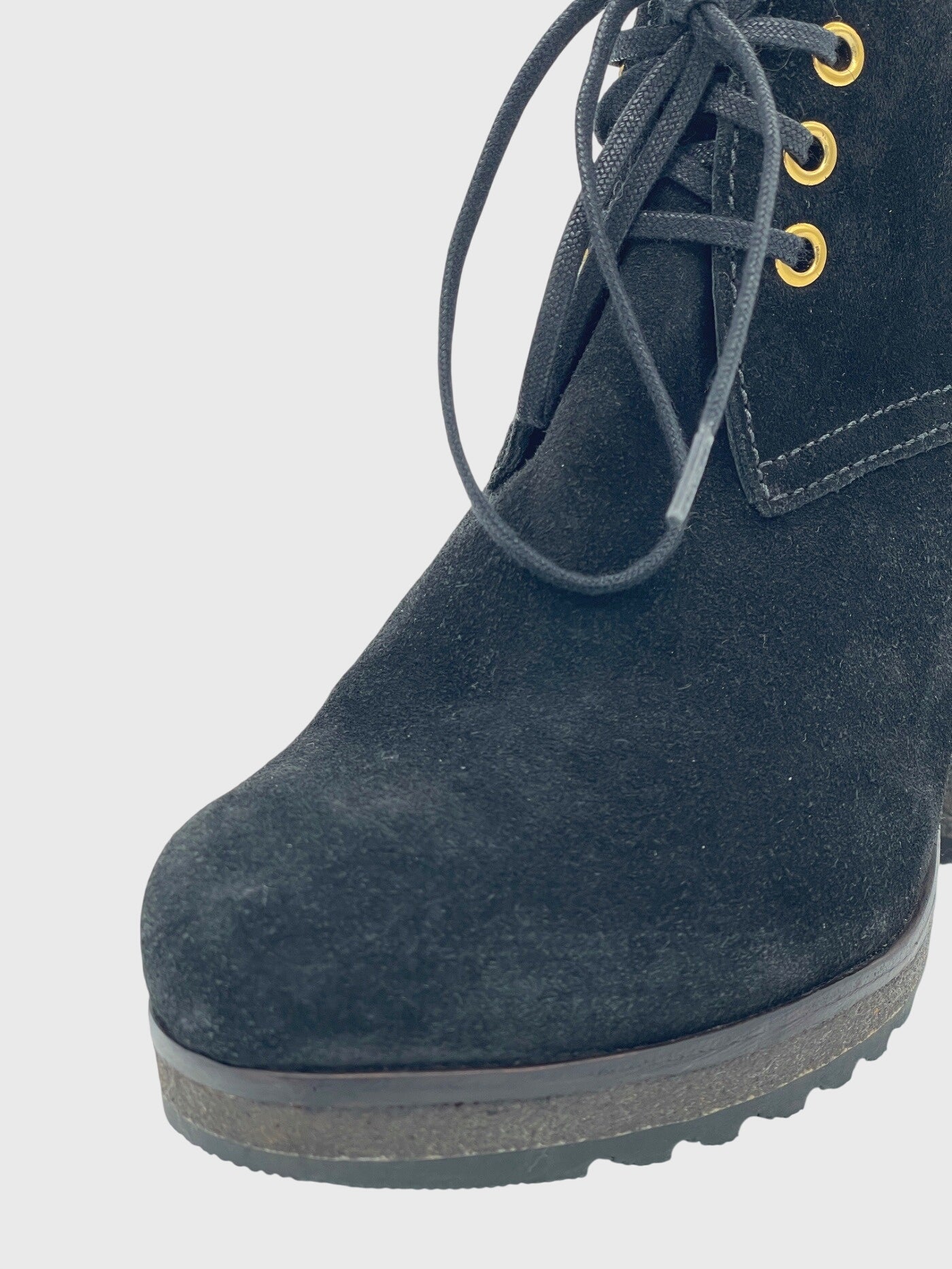 Prada Suede Lace-Up Platform Ankle Boot EU 37 Schwarz - Image 6