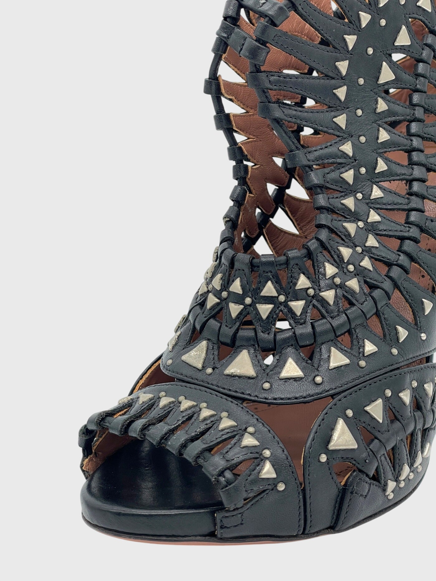Alaïa Vienne Studded Laser-Cut Sandale mit Absatz EU 38 Schwarz - Image 6