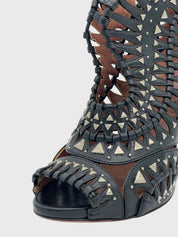 Alaïa Vienne Studded Laser-Cut Sandale mit Absatz EU 38 Schwarz - Image 6