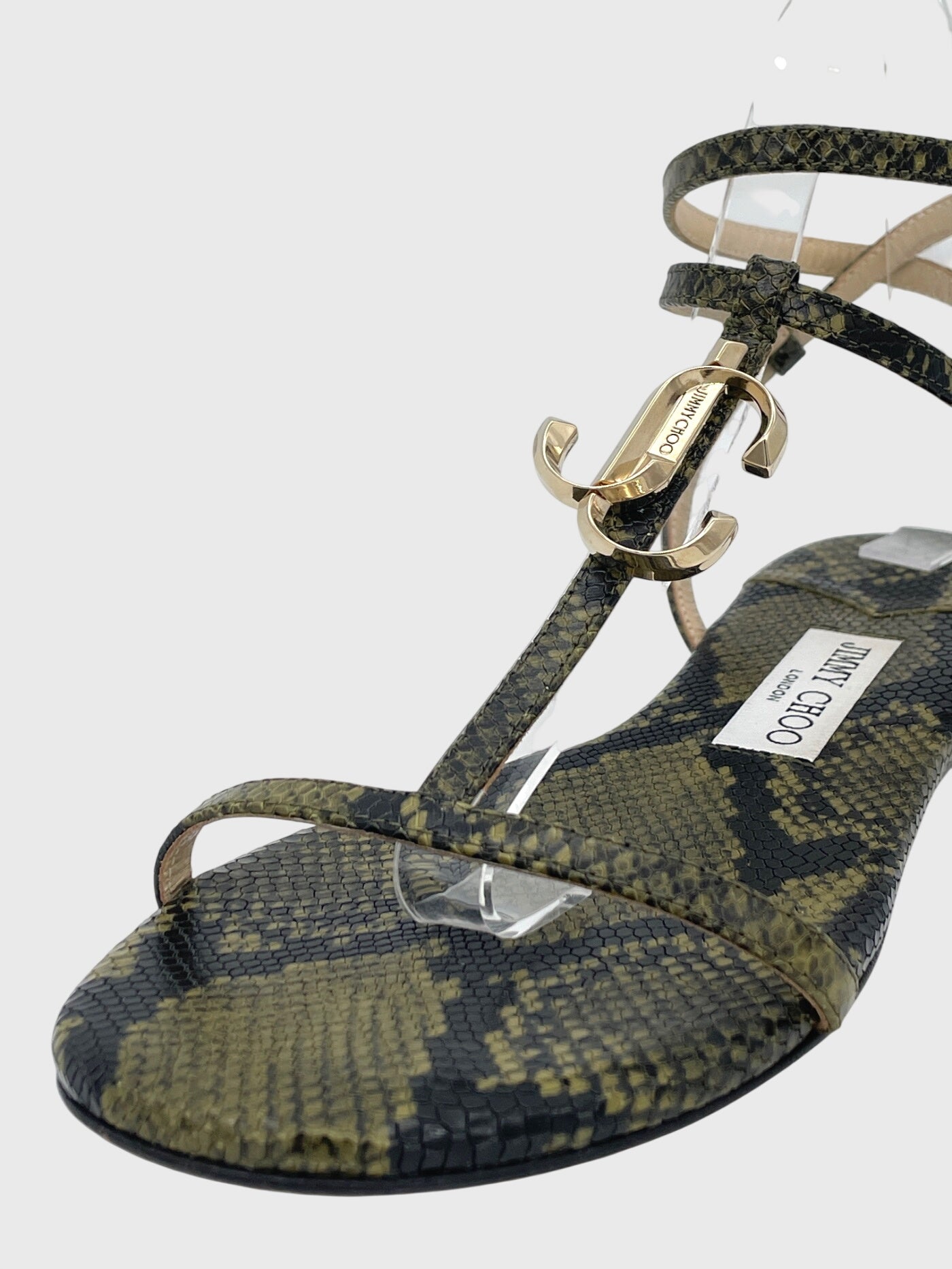 Jimmy Choo Snake Alodie Flache Sandale EU 39 Grün - Image 6