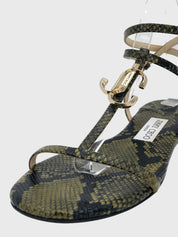 Jimmy Choo Snake Alodie Flache Sandale EU 39 Grün - Image 6