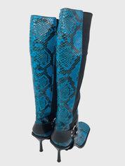 Dolce & Gabbana Python Harness Stiefel EU 39.5 Blau