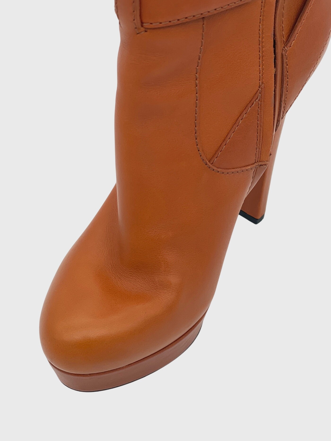 Gucci Leather Platform Ankle Boot EU 39.5 Braun - Image 6
