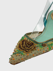 Rene Caovilla Beaded Mesh Rose Slingback EU 39.5 Mehrfarbig - Image 7