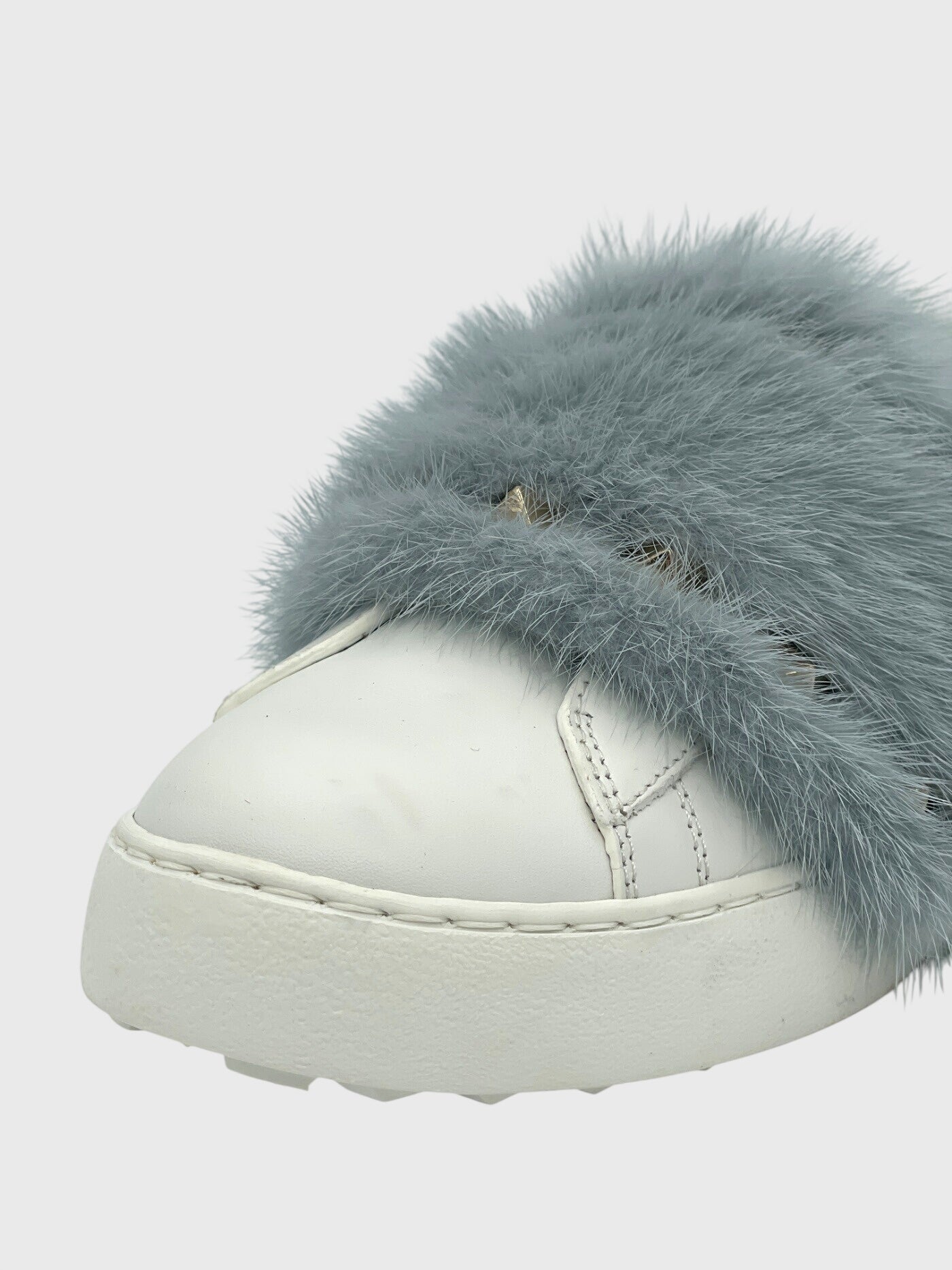 Valentino Garavani Rockstud Mink Fur Low Top Sneaker EU 36 Weiß - Image 6